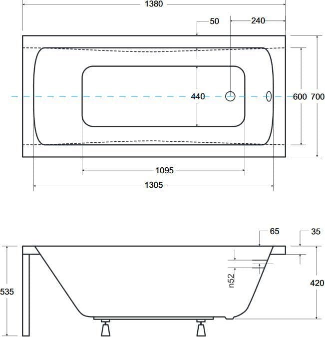 картинка Акриловая ванна Besco Optima 140x70 