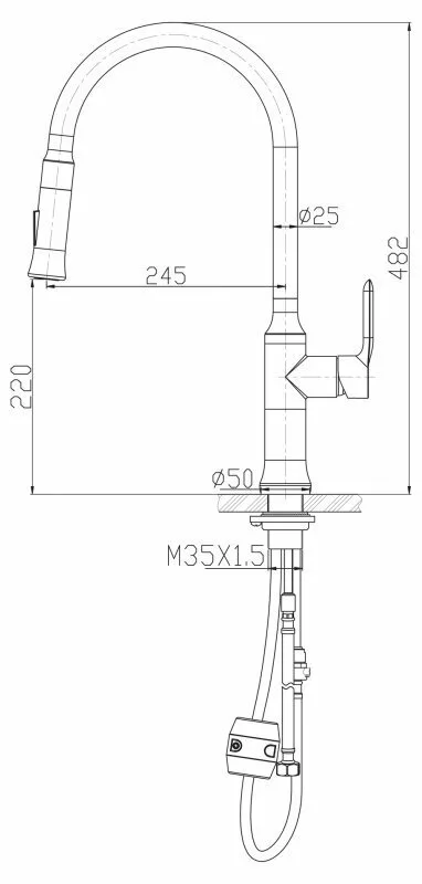 картинка Смеситель для кухни с выдвижным изливом BelBagno BB-LAM38-IN, сатин 