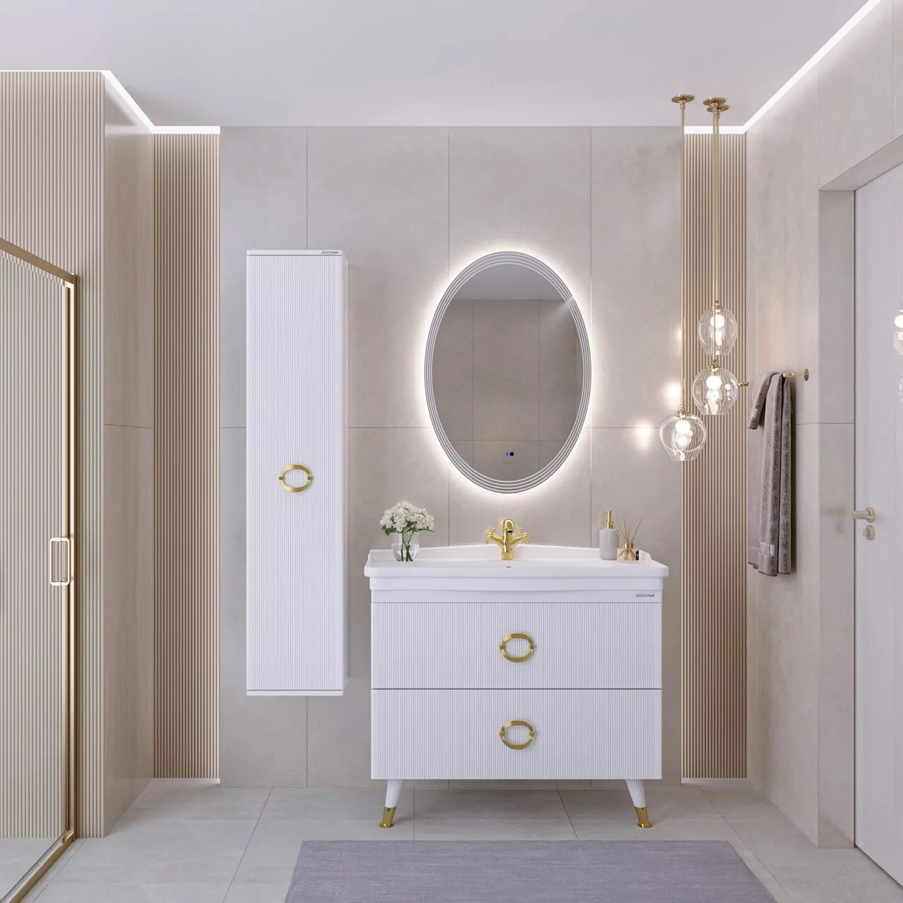 фото Пенал подвесной Grossman АТРИО-35 см универсальный белый глянец 