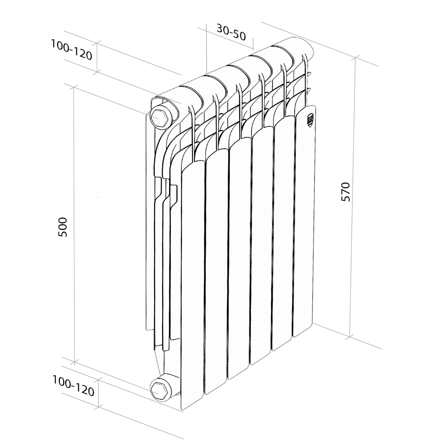картинка Радиатор алюминиевый Royal Thermo Revolution A 500 6 секций 