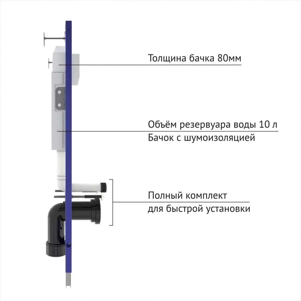 картинка Инсталляция BERGES для скрытого монтажа NOVUM кнопка D5 Soft Touch чёрная 