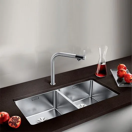картинка Кухонная мойка Blanco ANDANO 400/400-U нержавеющая сталь 522987 