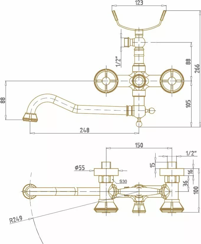 картинка Смеситель универсальный Bronze de Luxe 10119D 