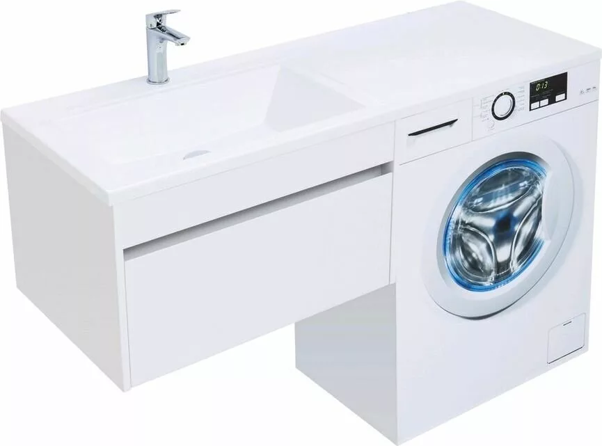 фото Тумба с раковиной Aquanet Токио 130 L белый (подвесная, 1 ящик) арт. 00239217 