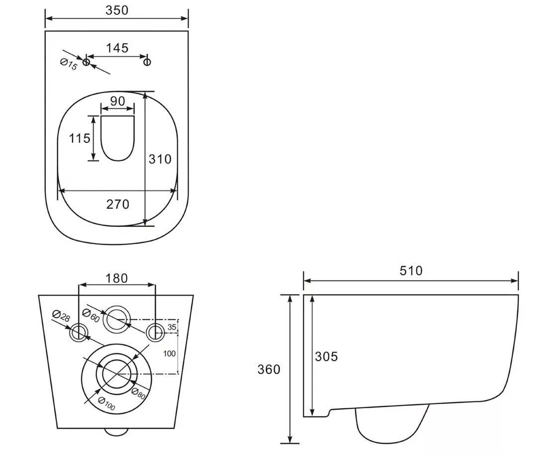 картинка Унитаз beWash SCHUTZ подвесной безободковый с сиденьем микролифт белый глянец 