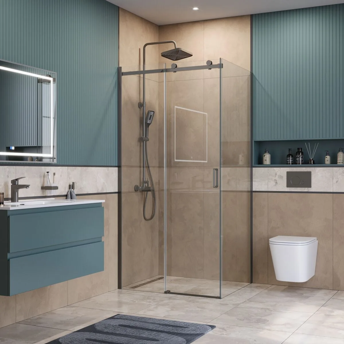 фото Душевой уголок BelBagno SOFT_CLOSE-2-AH-1-100/80-C-GM 