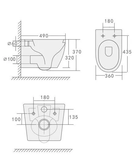 картинка Унитаз Ceruttispa ORLTER Aria PP подвесной безободковый CT10571 490х360х370 
