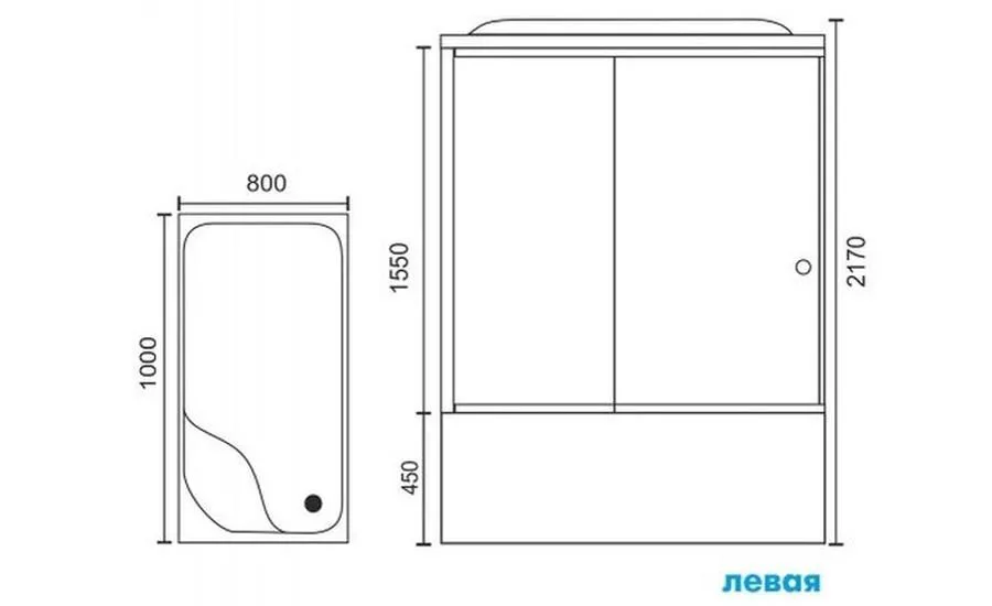 картинка Душевая кабина Royal Bath 8100BP2-T-CH (прозрачное) левая 100x80x217 