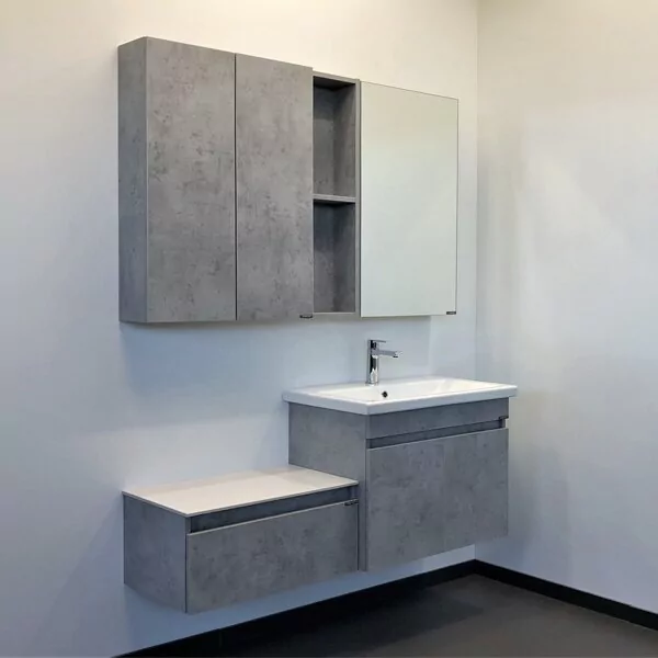 фото Тумба с раковиной Comforty Осло 70 бетон светлый подвесная 