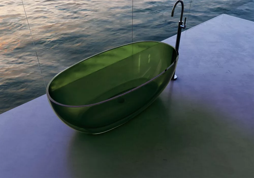 картинка Прозрачная ванна ABBER Kristall AT9703Emerald зеленая 