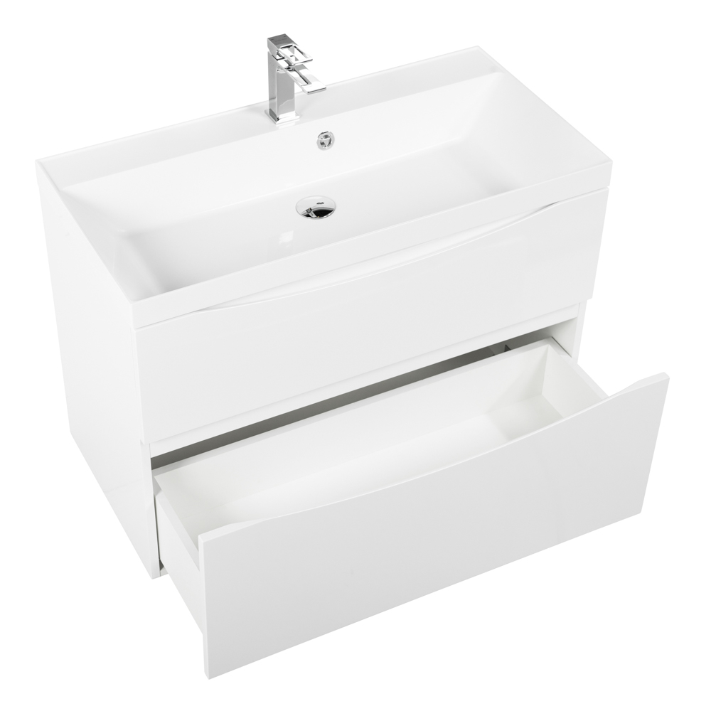 фото Тумба с раковиной подвесная BelBagno MARINO-H60 80 Bianco Lucido, раковина белая 