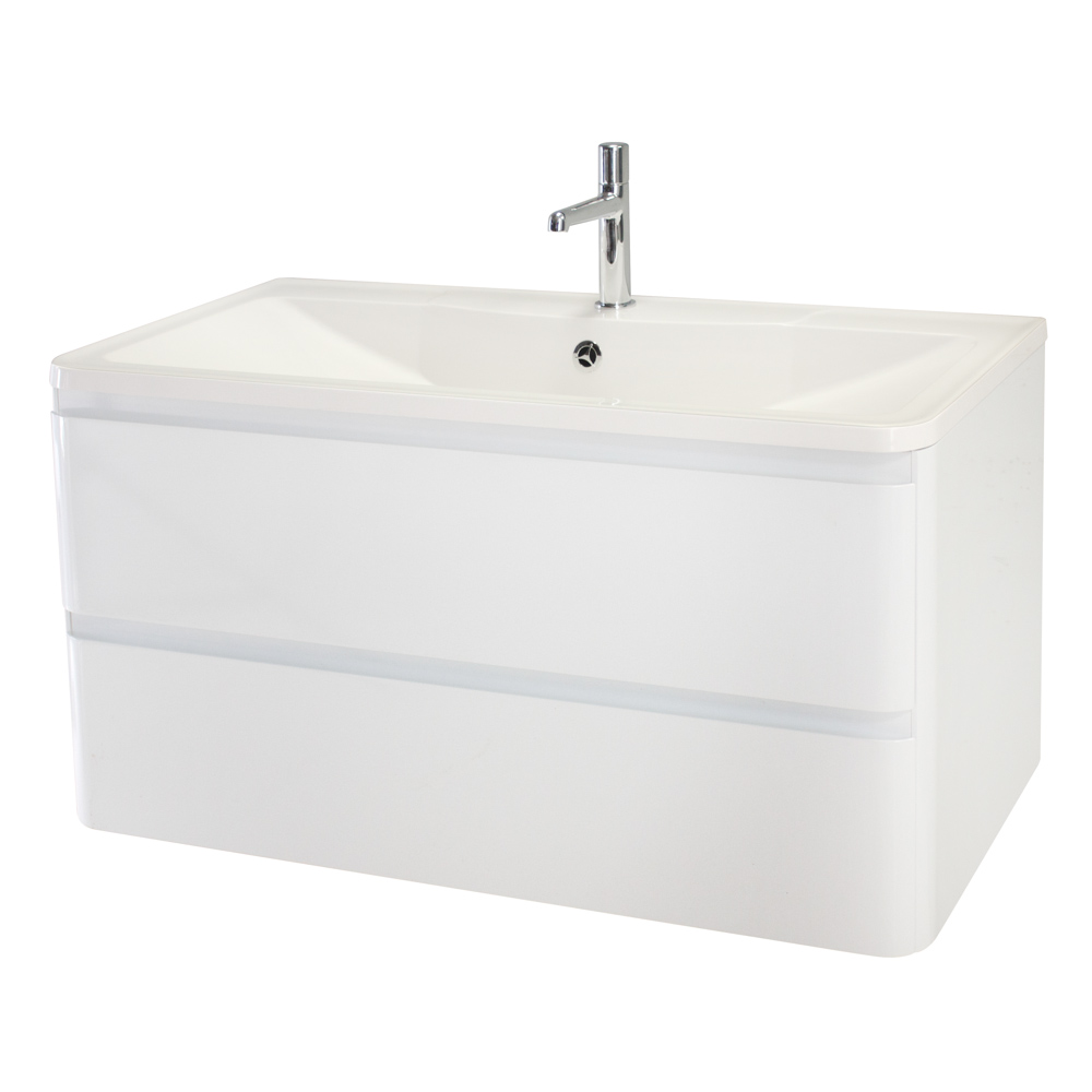 фото Тумба с раковиной подвесная BelBagno ALBANO 90 Bianco Lucido, раковина белая 