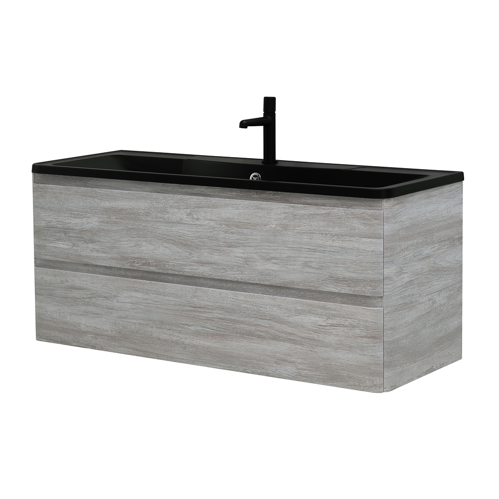 фото Тумба с раковиной подвесная BelBagno ALBANO 120 Rovere Vintage Bianco, раковина чёрная 