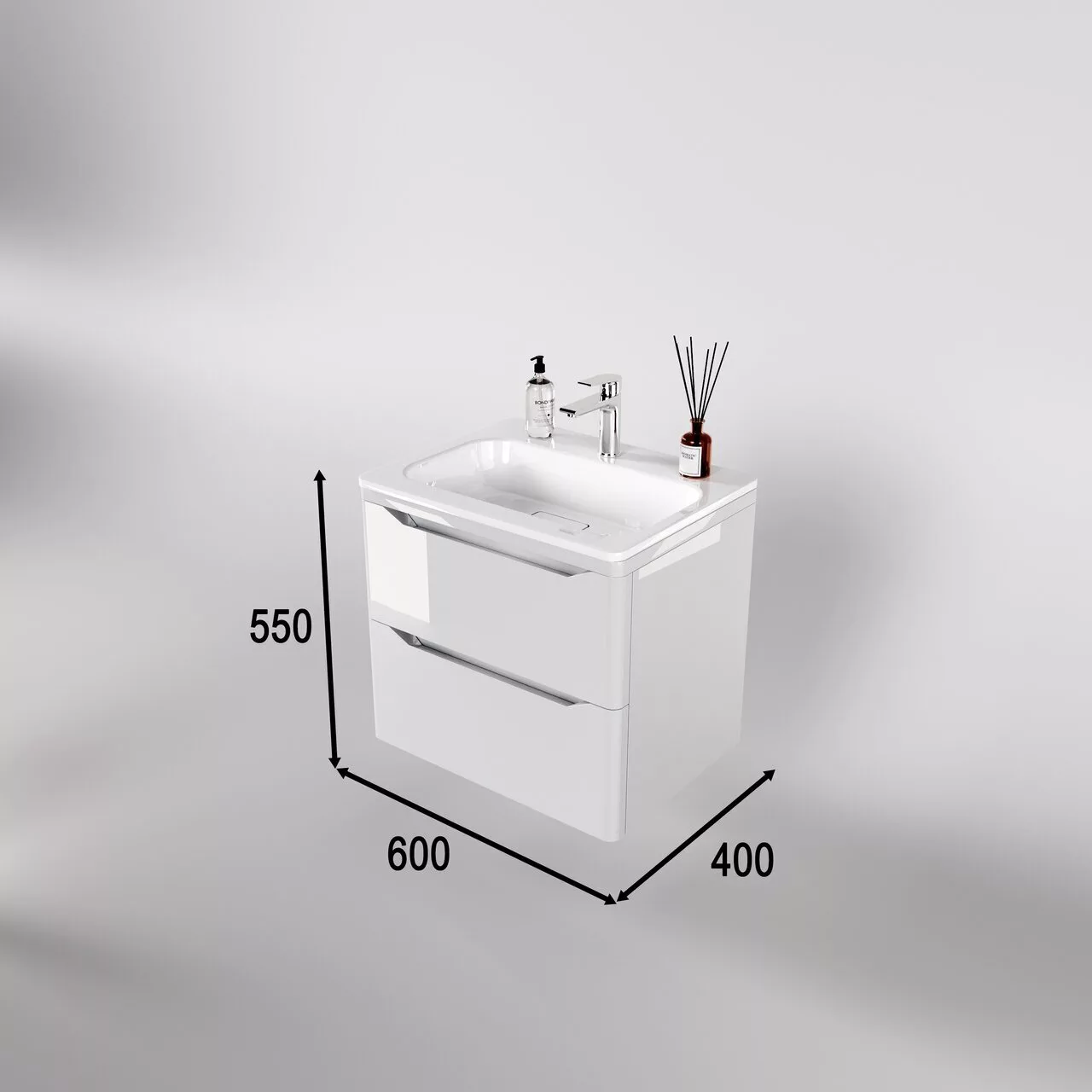 картинка Тумба подвесная Style Line El Fante Марелла 60 Люкс антискрейтч белый глянец  в ванную комнату