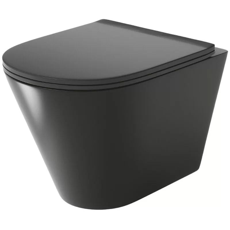 картинка Унитаз подвесной Grossman GR-4477BMS безободковый с тонкой крышкой, черный матовый 