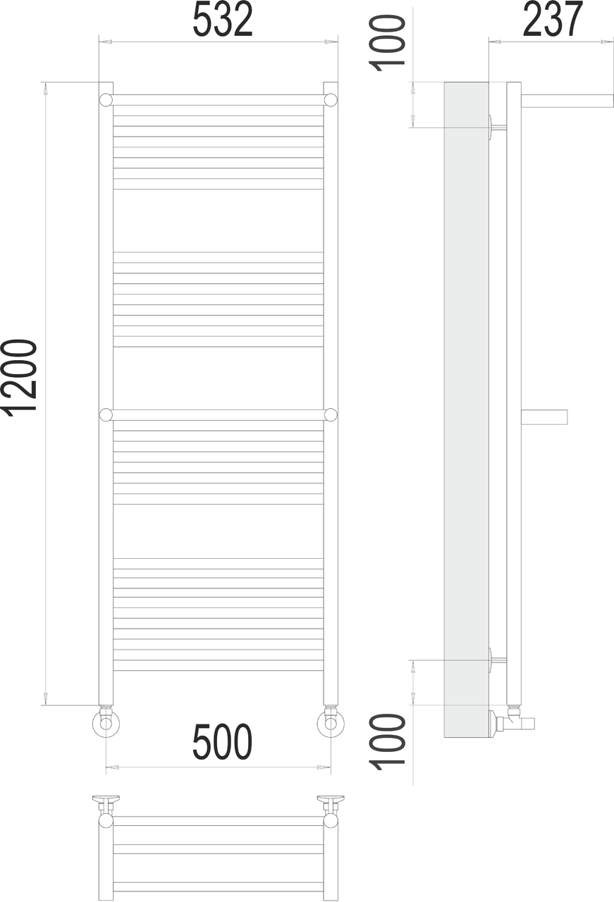 картинка Полотенцесушитель водяной Terminus Аврора с 2-мя полками П22 500х1200 