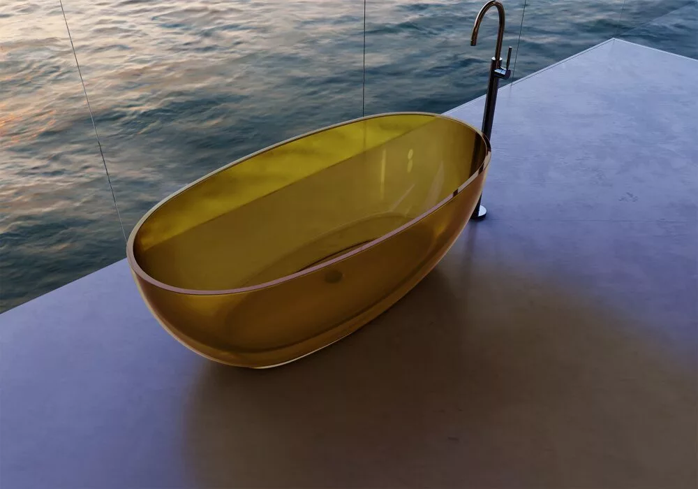 картинка Прозрачная ванна ABBER Kristall AT9703Amber желтая 