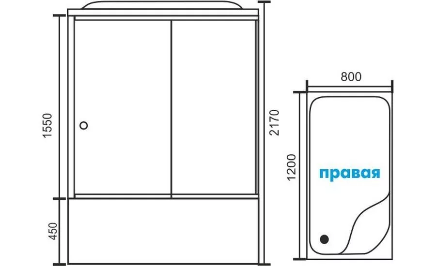 картинка Душевая кабина Royal Bath 8120BP2-T-CH (прозрачное) правая 120x80x217 