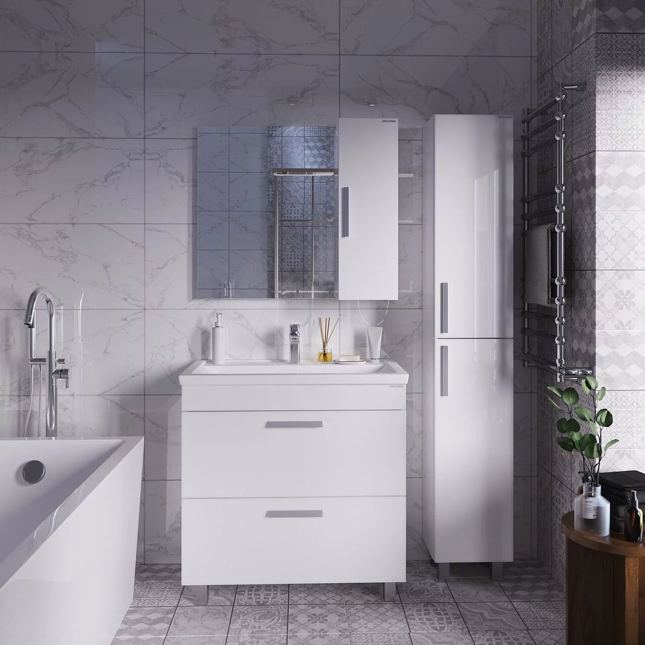 фото Пенал напольный Grossman Нео-30 см универсал. белый 