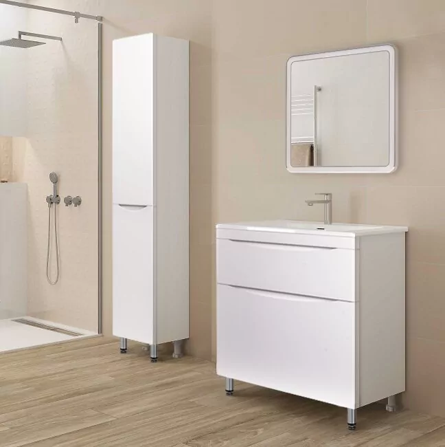 фото Тумба напольная Style Line Бергамо мини 70 2 ящика Люкс антискрейтч белый PLUS 