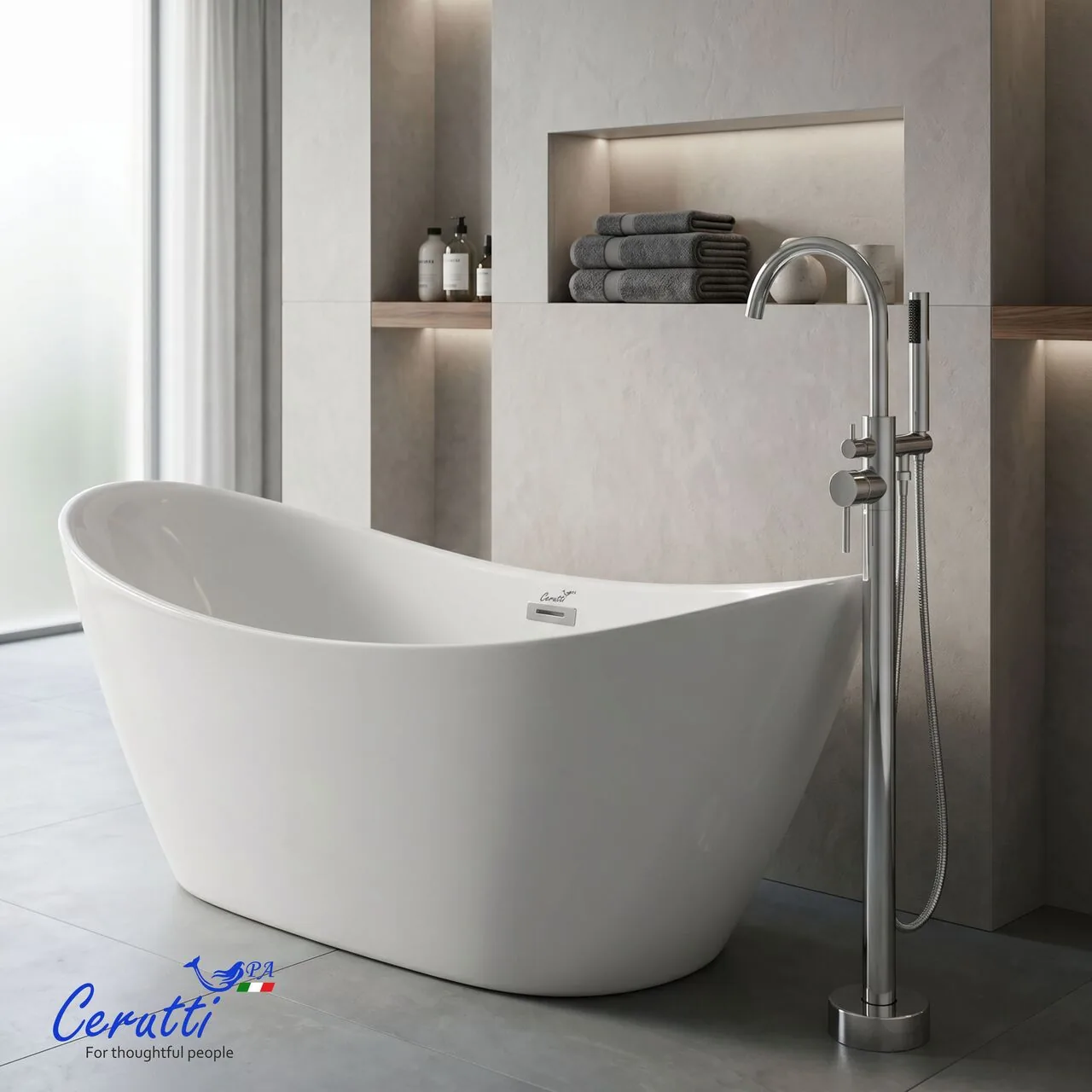 картинка Акриловая ванна отдельностоящая Ceruttispa НЕМИ (NEMI) PRO170II 1700x740x730 