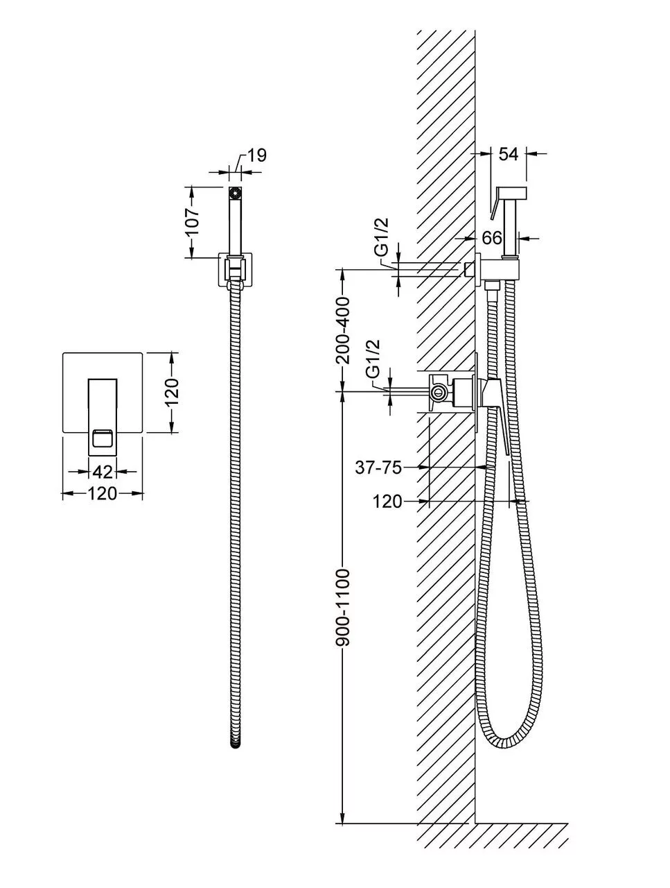 картинка Смеситель встроенный с гигиеническим душем Timo Briana 7189/17SM золото матовое 