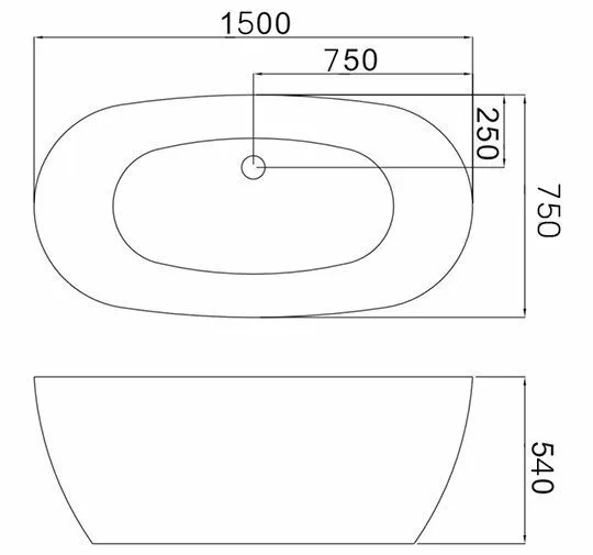 картинка Ванна отдельностоящая Grossman GR-2401 M Black 75x150x58 