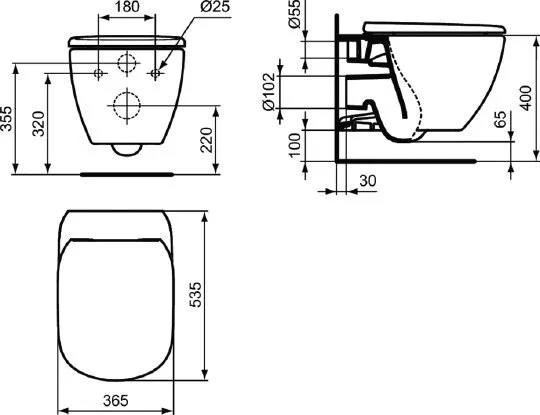 картинка Унитаз подвесной Ideal Standard Tesi T355101 безободковый 