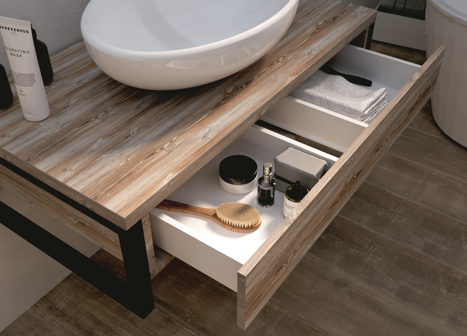 столешница для ванной 1marka grunge loft 80 дуб вотан