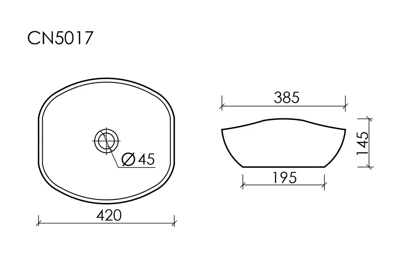 картинка Накладная раковина Ceramicanova Element CN5017 цвет белый 42х38.5 см 