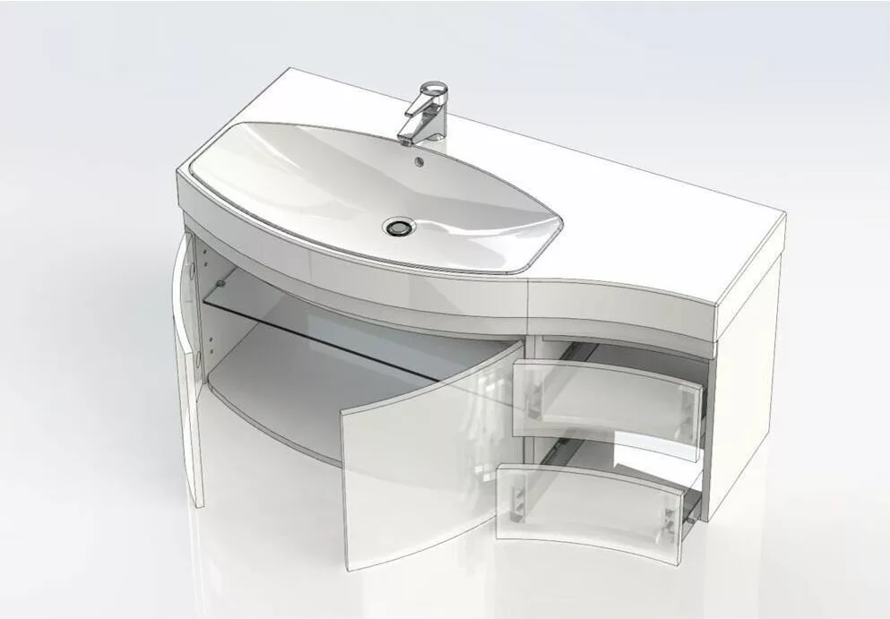 фото Тумба с раковиной Aquanet Опера 115 L черный (2 дверцы 2 ящика) арт. 00212994 