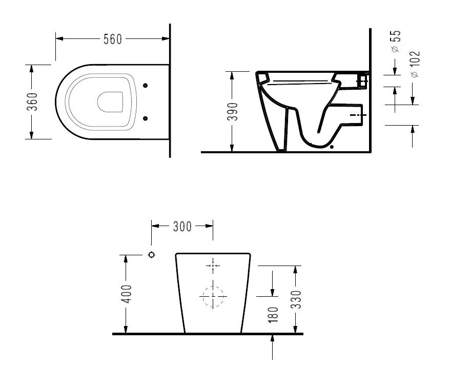 картинка Унитаз приставной Serel Smart SM11BM с микролифтом и функцией биде 