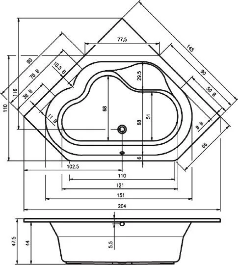 картинка Акриловая ванна Riho Winnipeg 145 