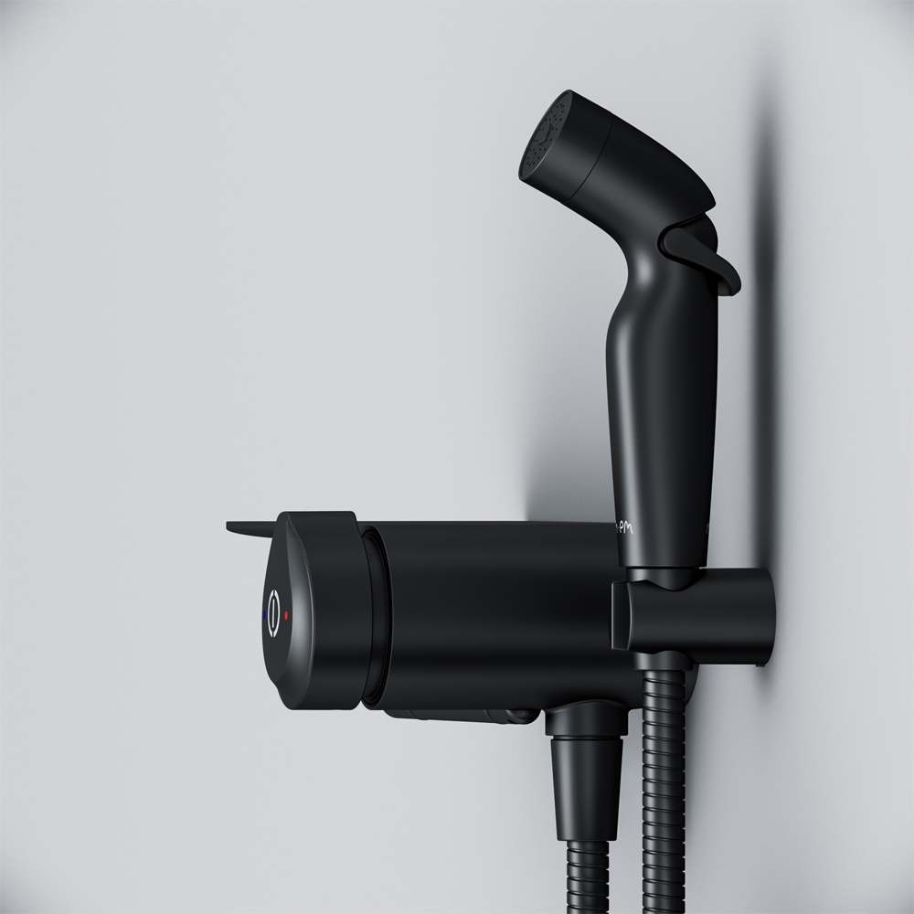 картинка Гигиенический набор AM.PM F0H85A822 X-Joy TouchReel со смесителем для душа с полкой держателем туалетной бумаги 