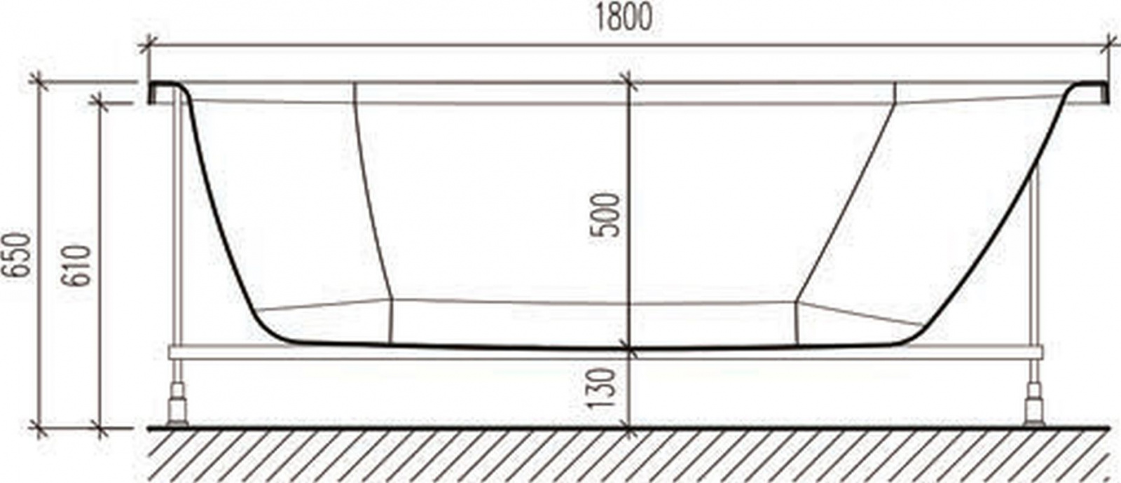 картинка Акриловая ванна Eurolux ORIO 180x80 с каркасом и экраном 