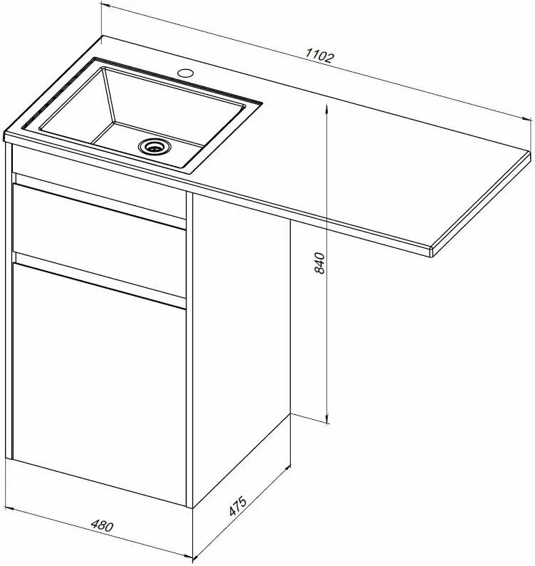 фото Тумба с раковиной Aquanet Токио 110 L белый (напольная, 1 ящик) арт. 00239298 