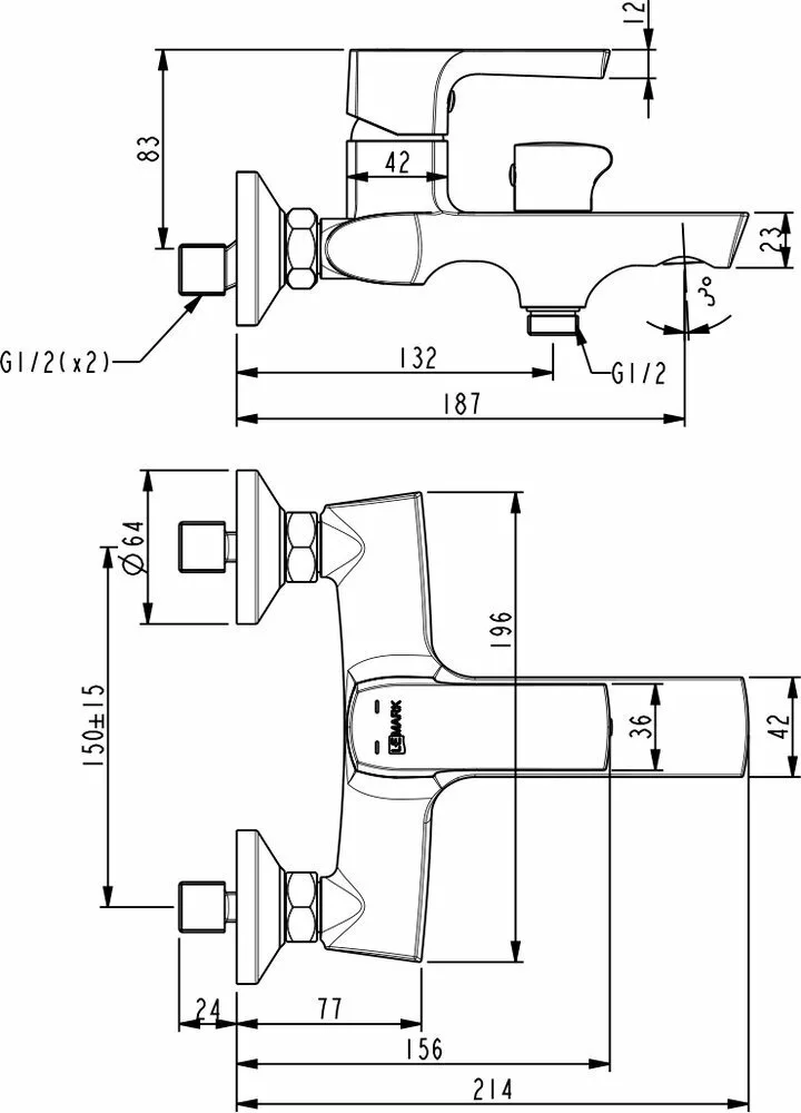 картинка Смеситель для ванны Lemark Ursus LM7214BL 