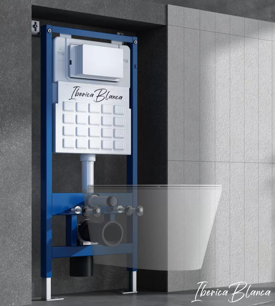 картинка Комплект 3 в 1 IBERICA BLANCA инсталляция с унитазом BURGOS ALTO IB.BRA.234.1B1 клавишей белый глянцевый ESTI-R IB.B021.001.000 