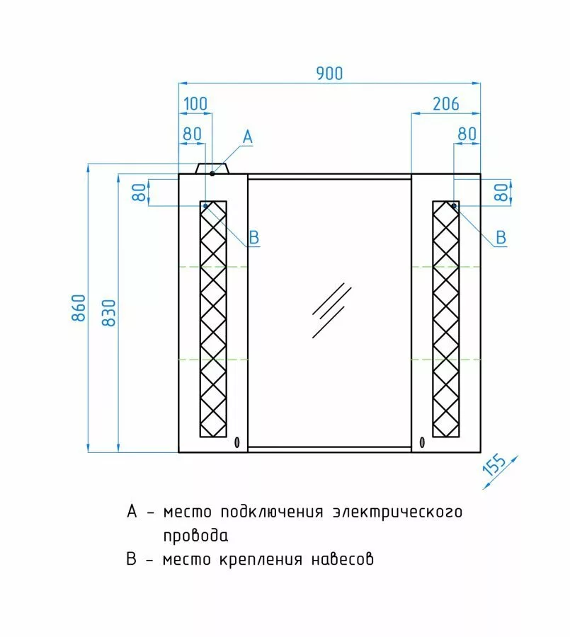 фото Зеркальный шкаф Style Line Канна 90/С 