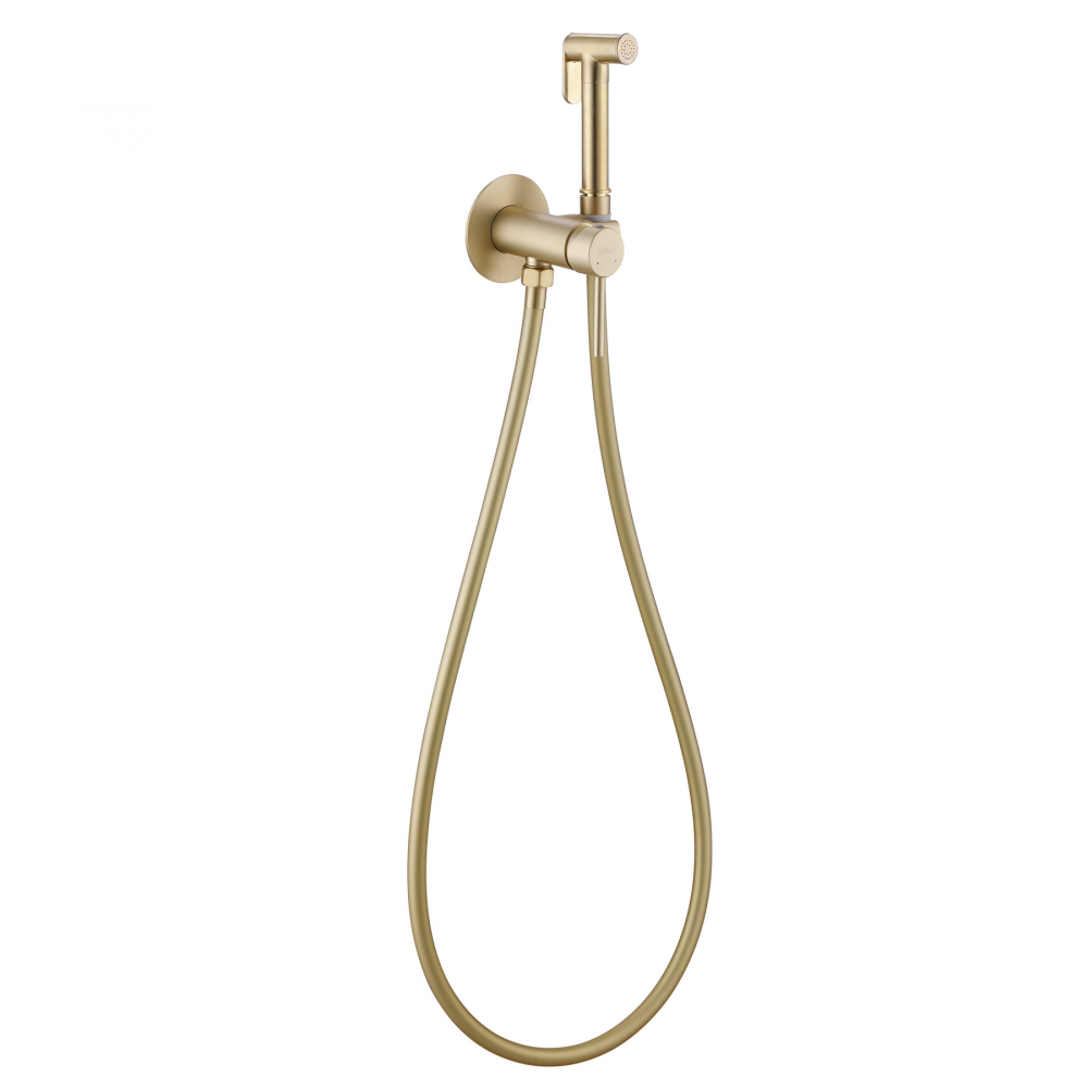 картинка Смеситель ABBER Wasser Kreis AF8125G с гигиеническим душем золото матовое 