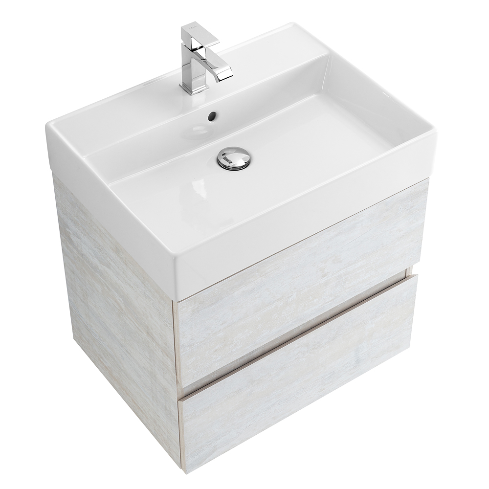 фото Тумба с раковиной подвесная Cezares MOLVENO 46 60 Legno Bianco, раковина белая 