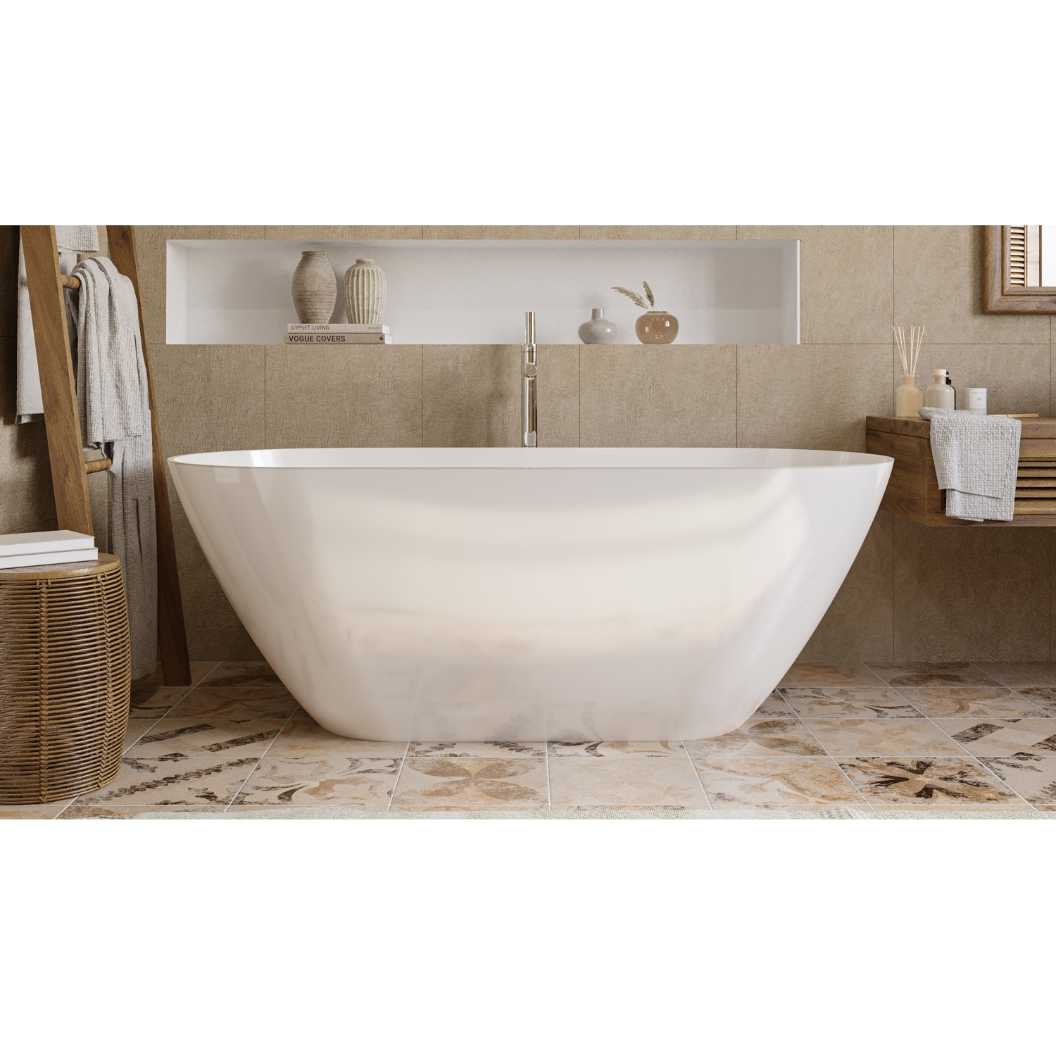 картинка Ванна WHITECROSS Coral X 170x77 белый глянец иск. камень 