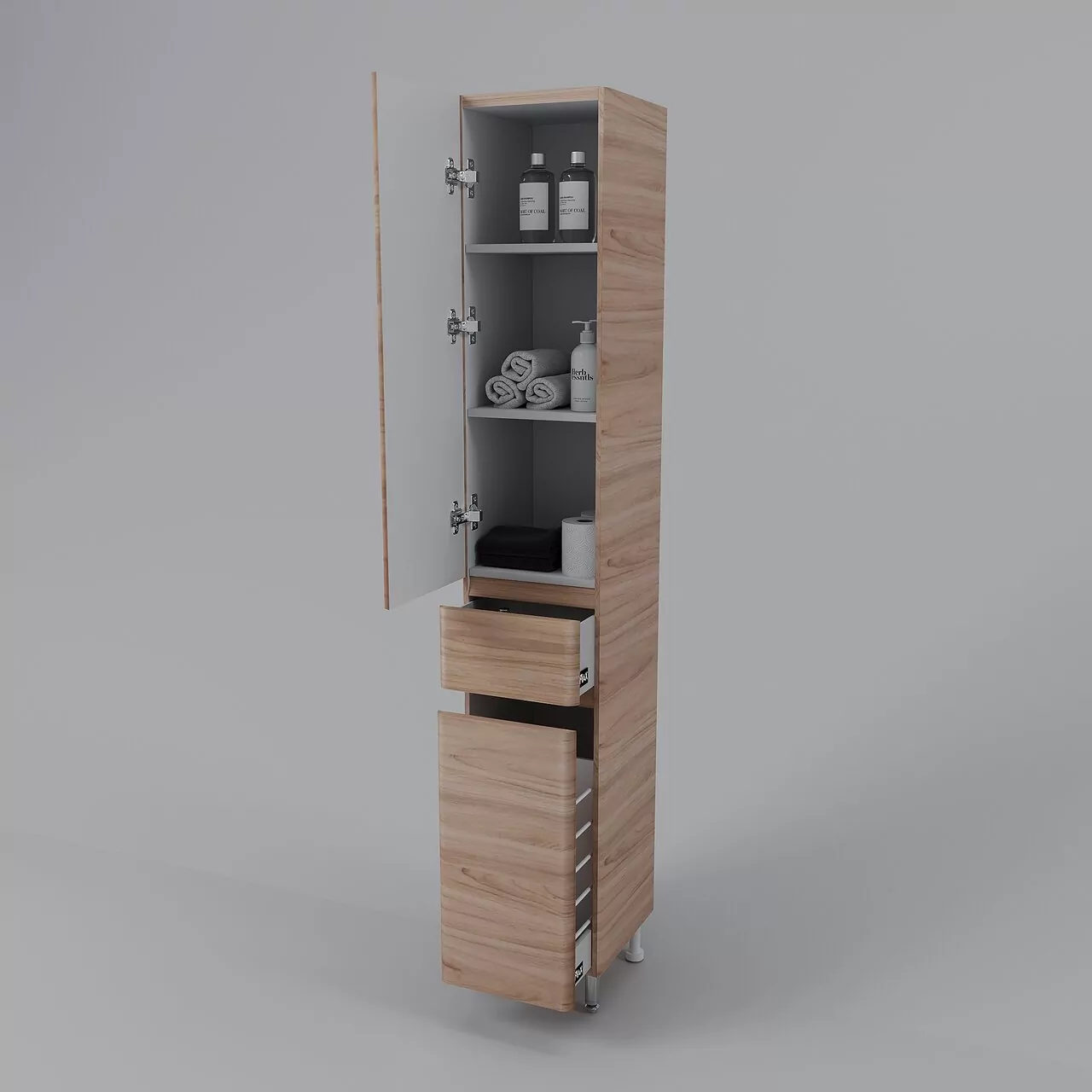 фото Колонна универсальная Style Line Атлантика 35 L с корзиной Люкс ясень перламутр PLUS 