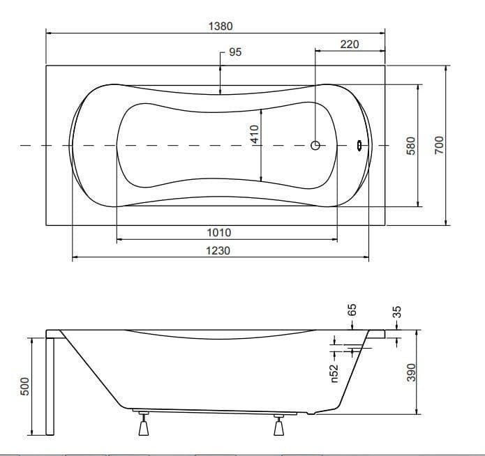 картинка Акриловая ванна Besco Aria Plus 140x70 