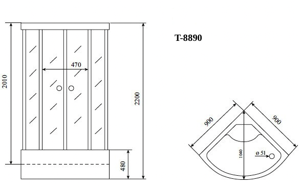 картинка Душевая кабина Timo Comfort T-8890 F 