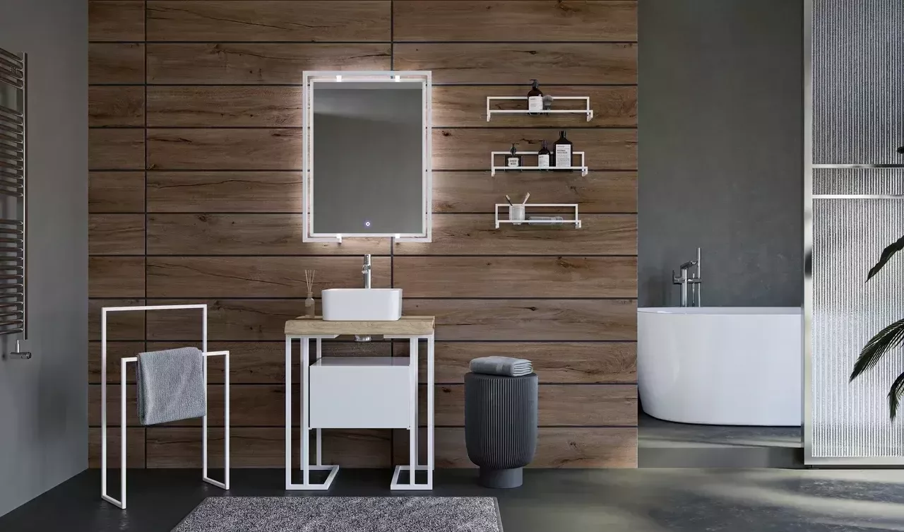 картинка Металлическая напольная конструкция Velvex Gelou 40 White  в ванную комнату