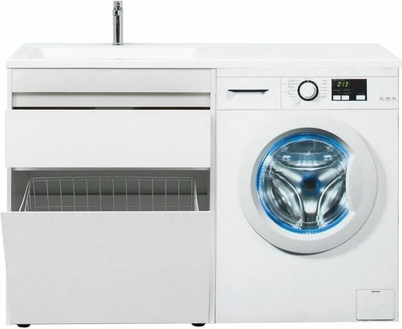 фото Тумба с раковиной Aquanet Токио 130 L белый (напольная, 1 ящик) арт. 00239302 