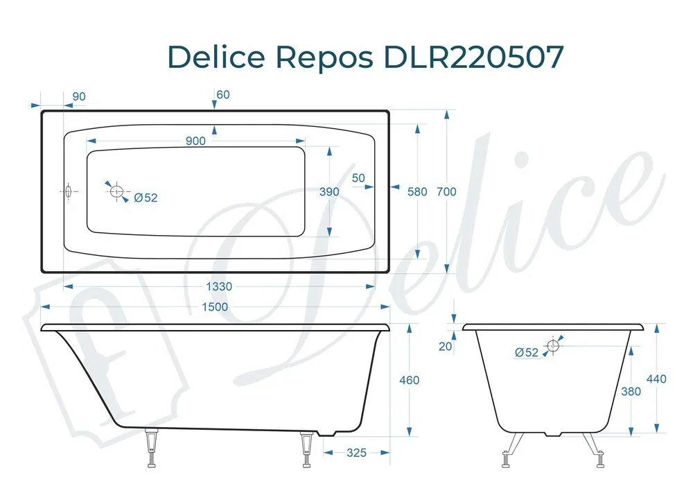 картинка Ванна чугунная Delice Repos 150х70 DLR220507 