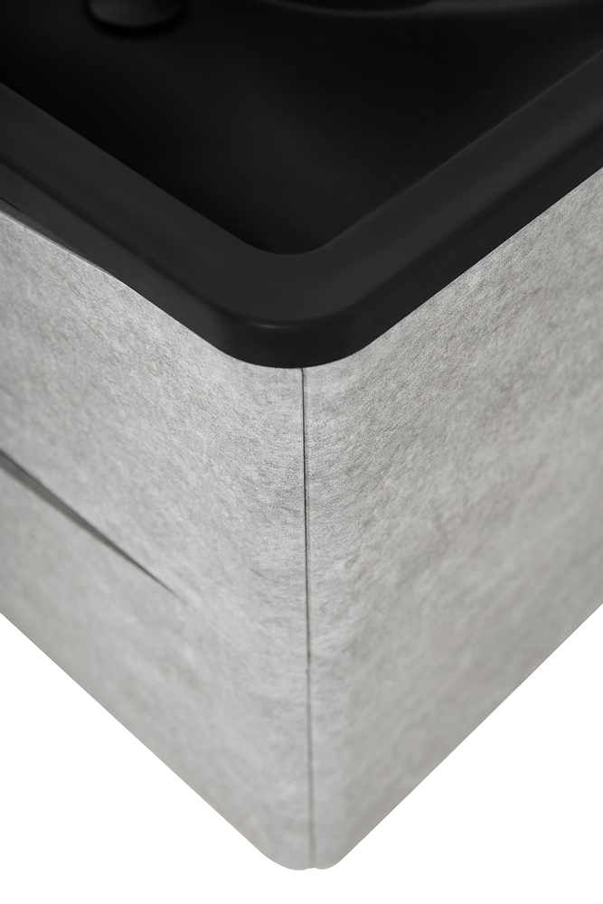 фото Тумба с раковиной подвесная BelBagno ACQUA 100 Cemento Verona Grigio, раковина чёрная 