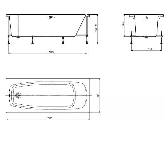 картинка Акриловая ванна Roca Sureste 170x70 с монтажным набором ZRU9302771 